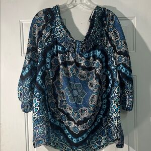 S.L.B. Women’s XL Elegant Blue Paisley Blouse